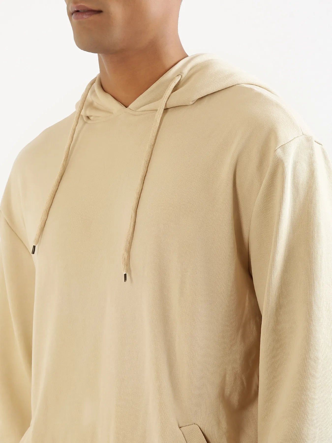 Unisex Beige Pullover Fleece Hoodie