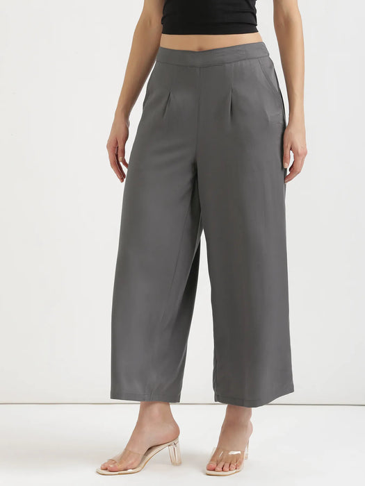 Women Grey Viscose Palazzo Pant