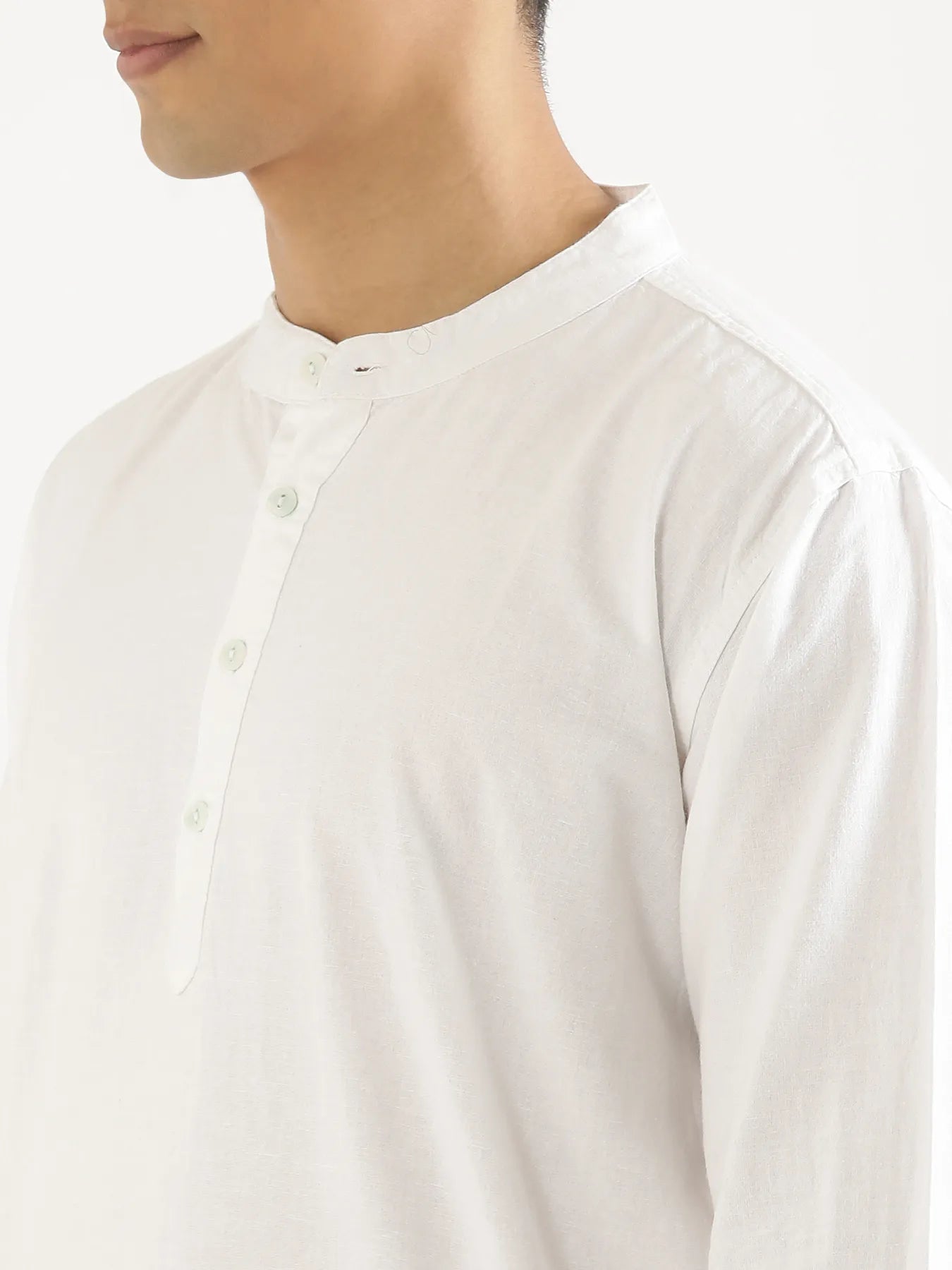 Men White Airy Linen Long Kurta