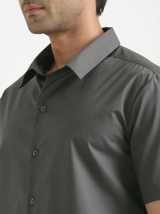 Men Dark Grey Better Cotton Short Sleeve Shirt