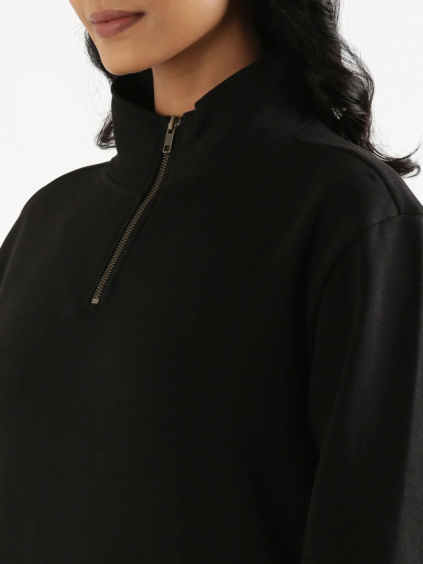 Unisex Black Zip Neck Sweatshirt