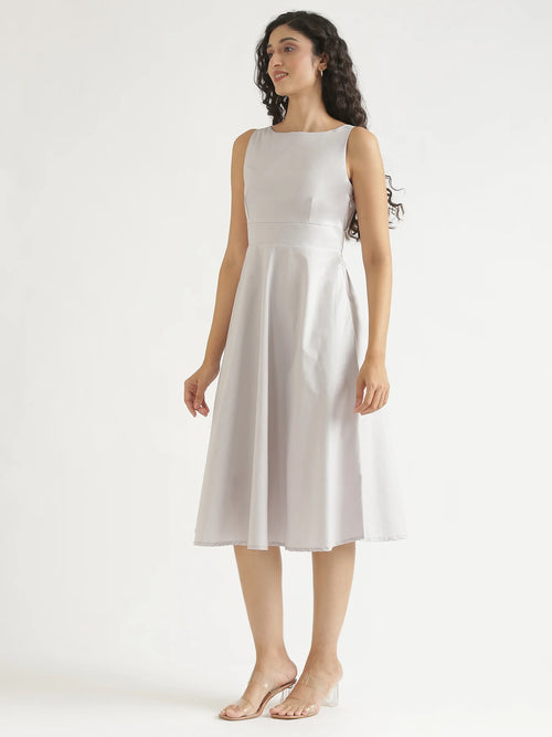 Women Grey Better Cotton Flared Dress