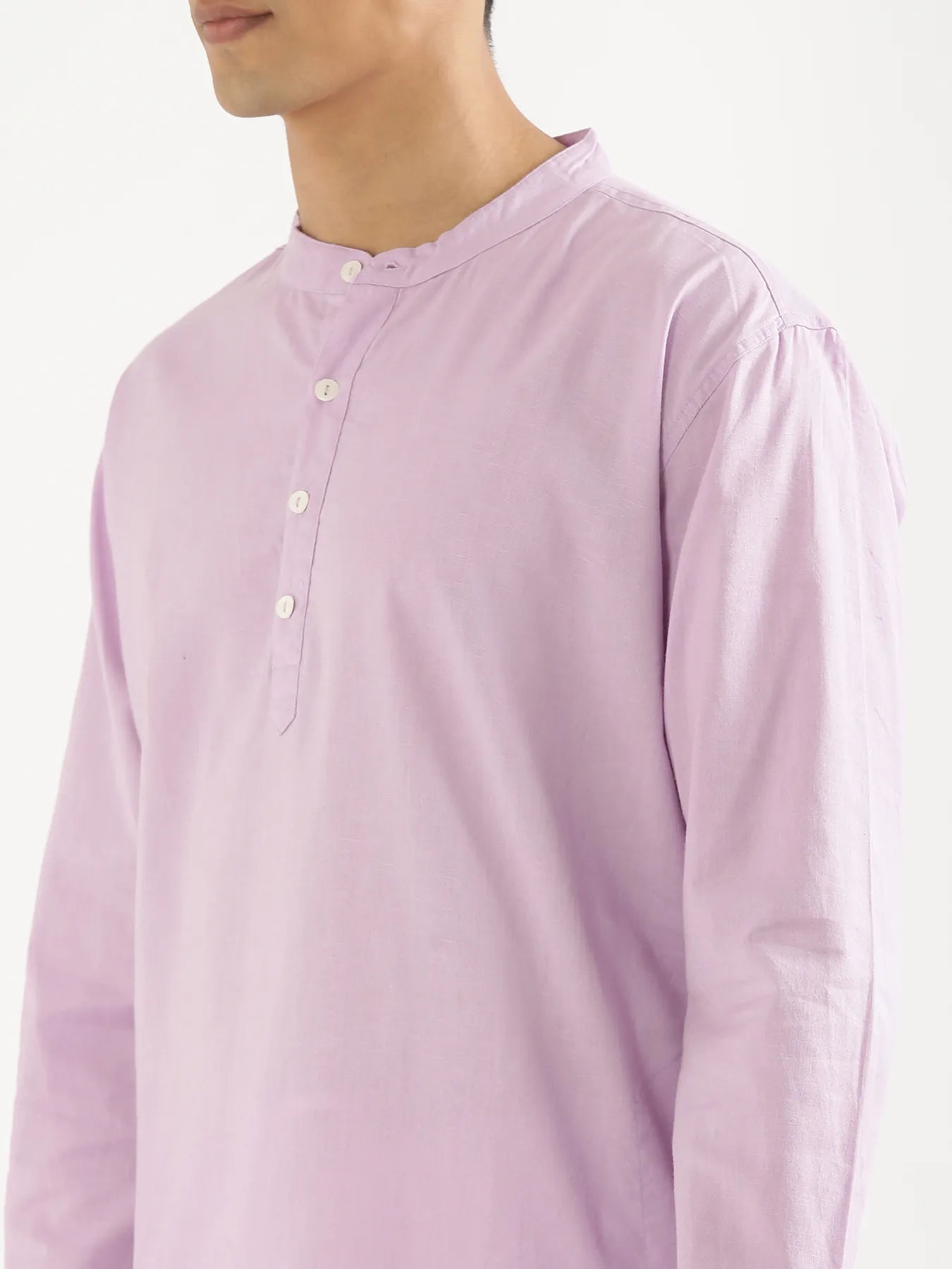 Men Lilac Airy Linen Long Kurta