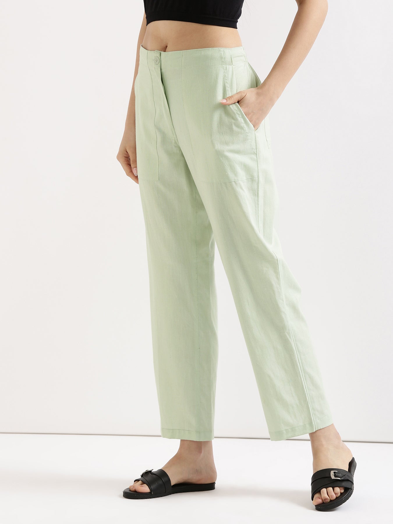 Mint Green Airy Linen Pants