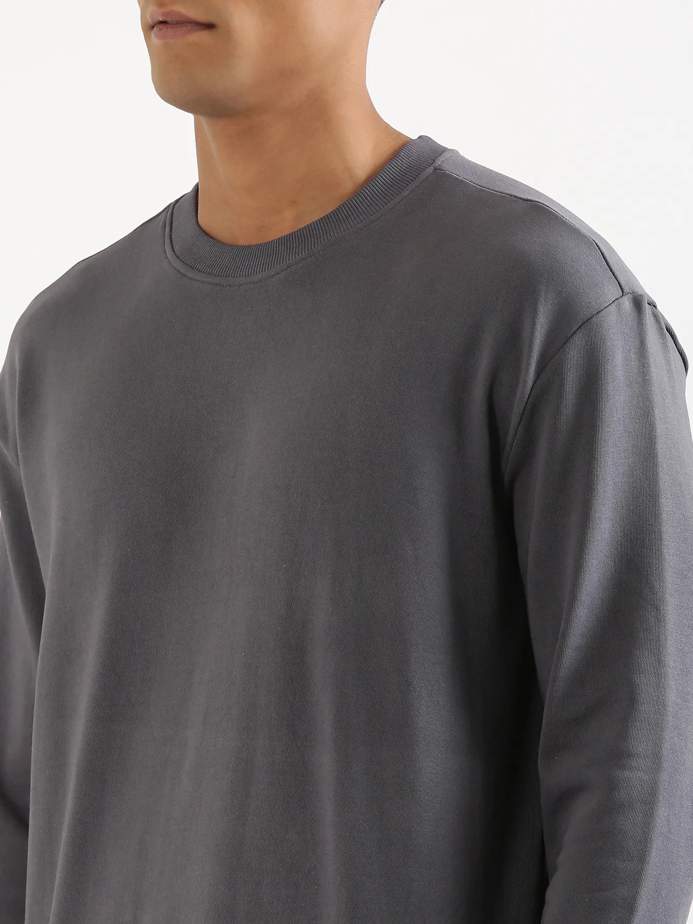 Unisex Grey Round Neck Sweatshirt