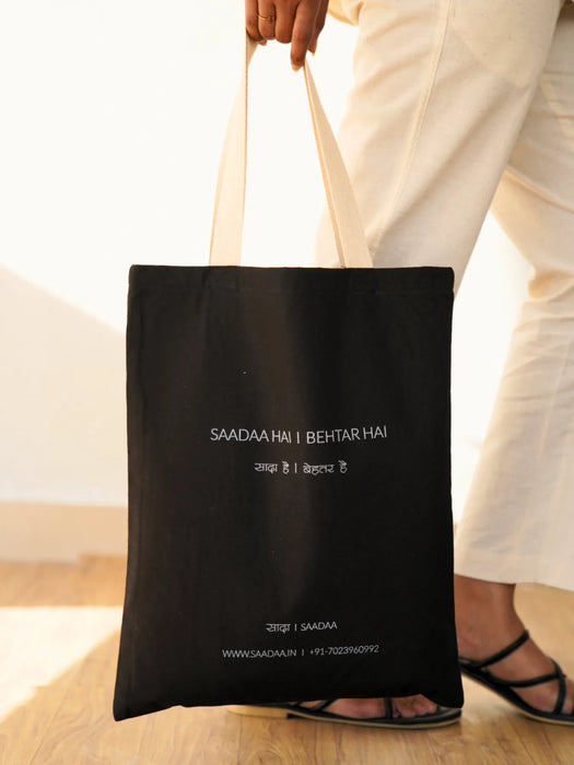 Black Cotton Tote Bag