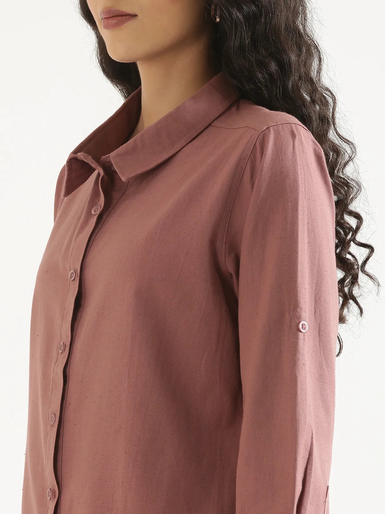 Women Rose Taupe Airy-Linen Shirt