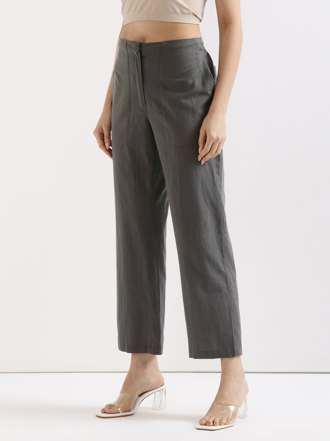 Slate Grey Airy Linen Pants