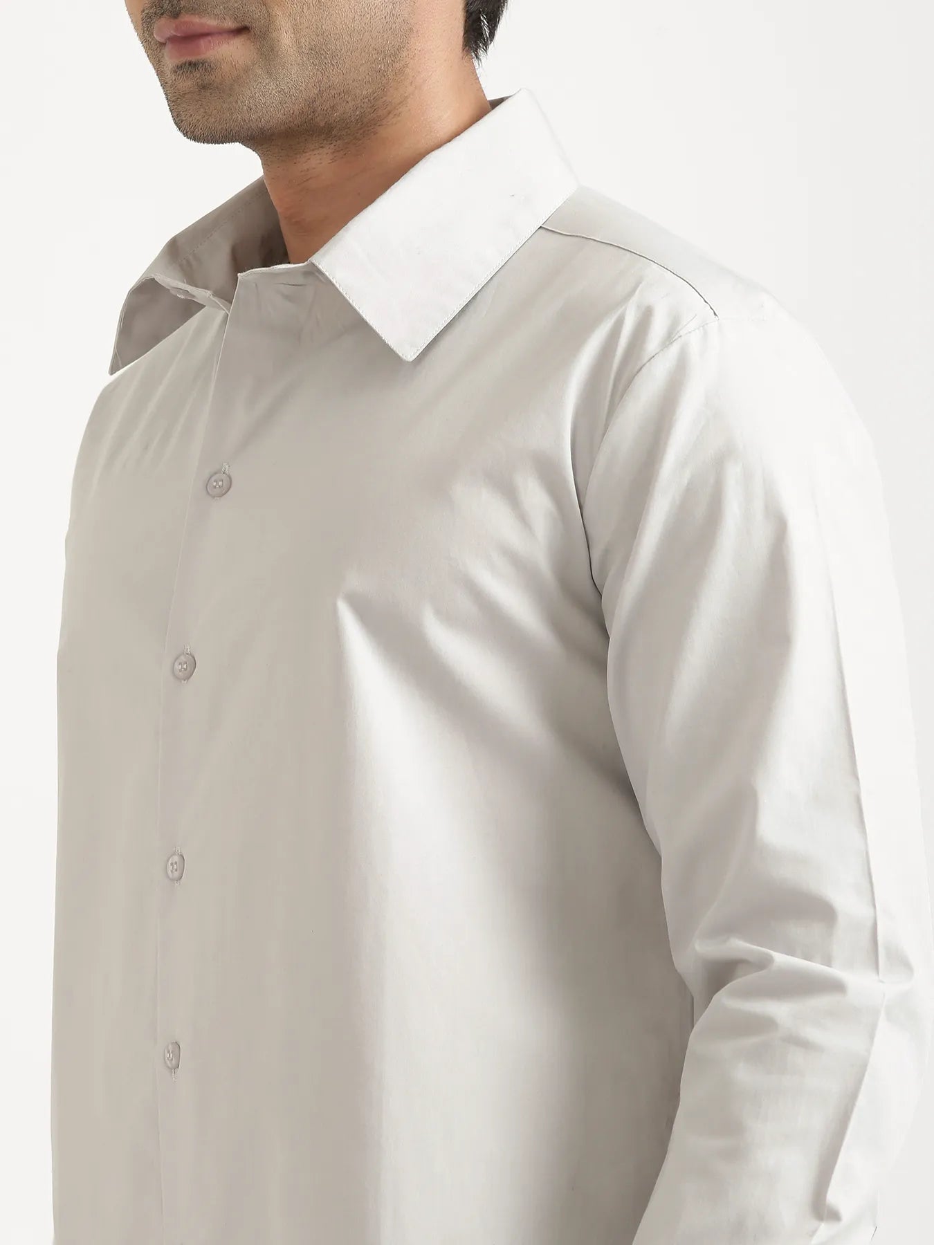 Men Light Grey Better Cotton Full Sleeve Shirt