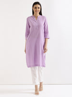 Lilac Airy Linen Long Kurta