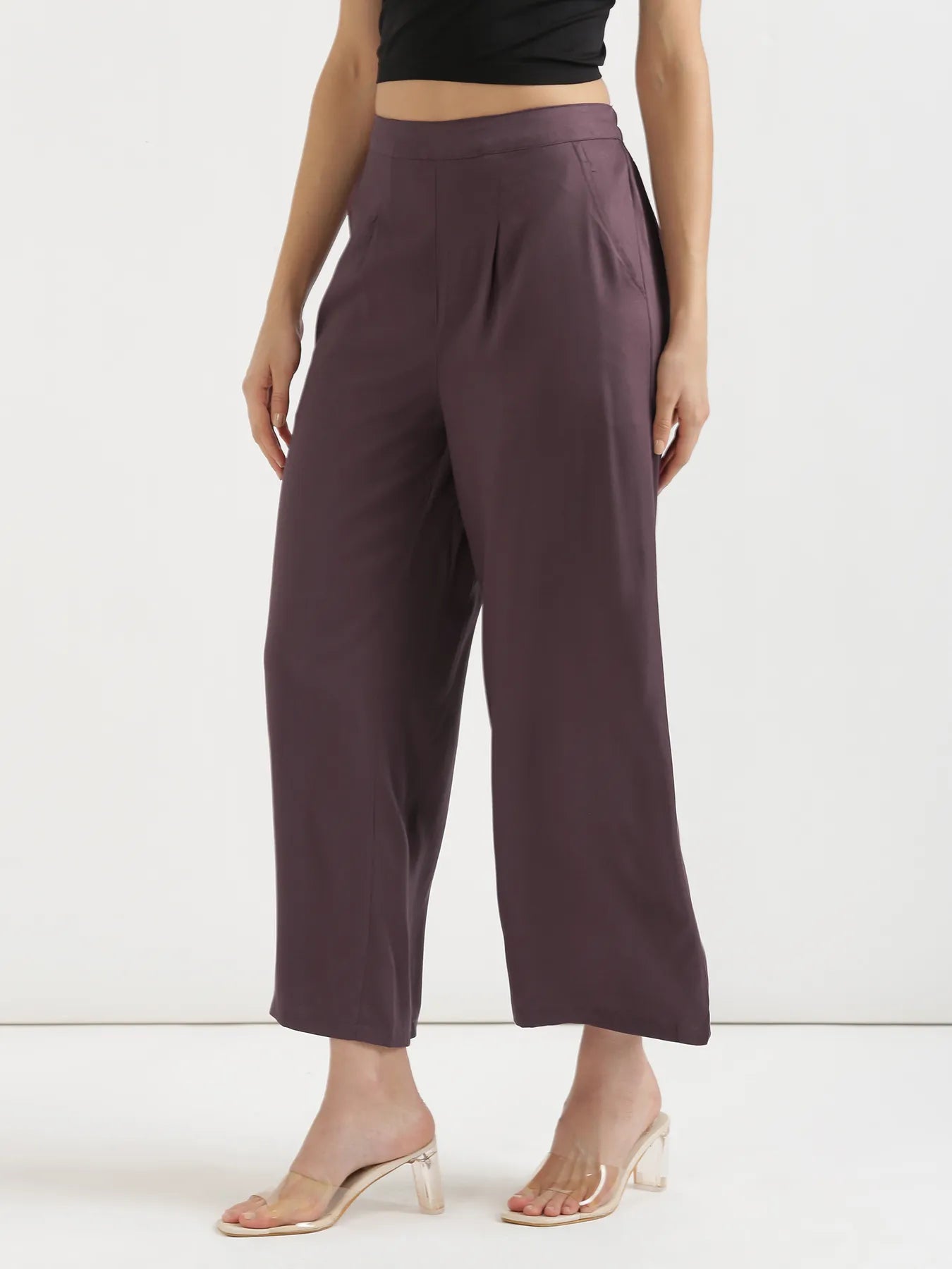 Women Brinjal Viscose Palazzo Pant
