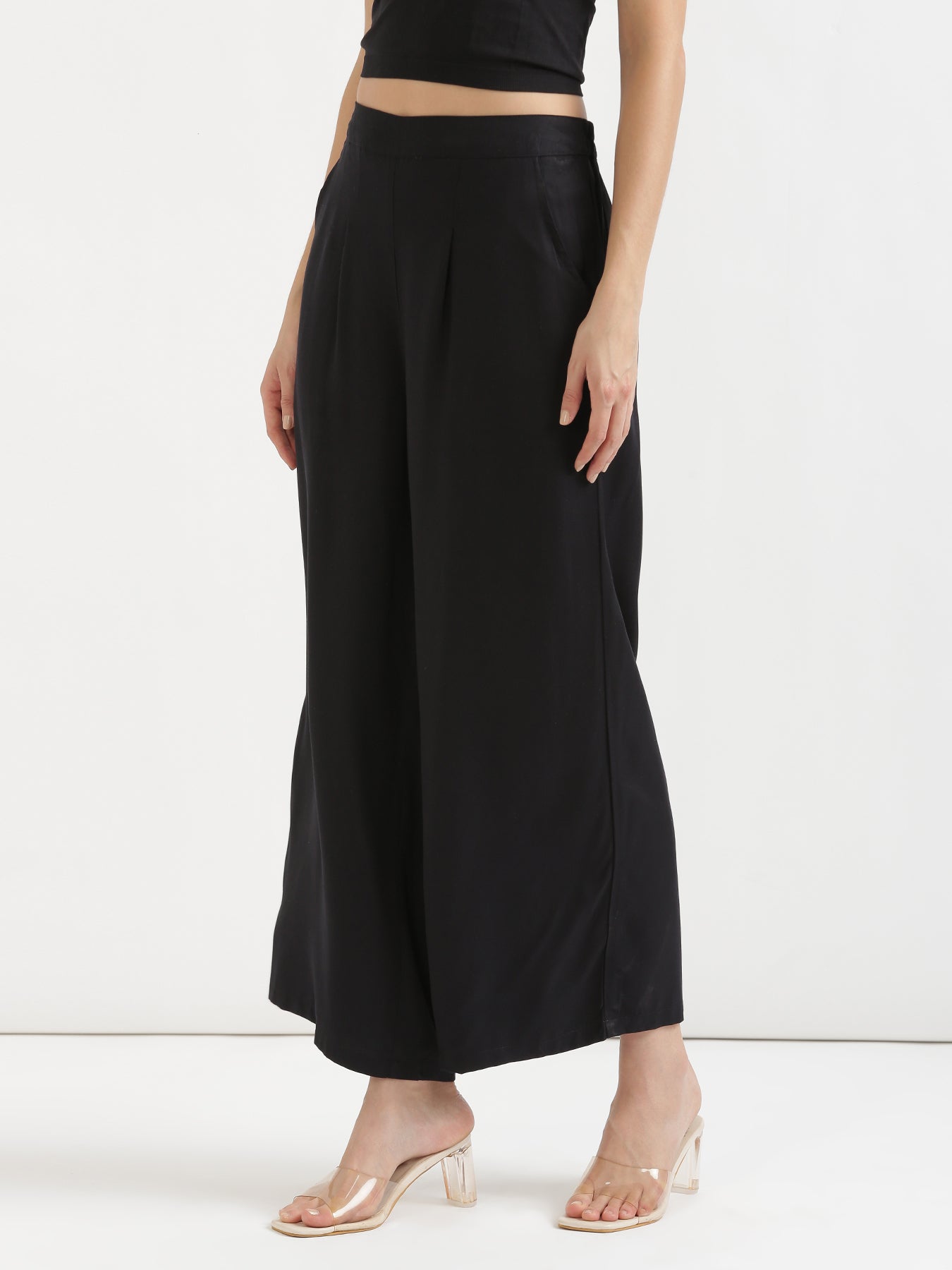 Maroon Airy Linen Shirt with Black Palazzo Pant