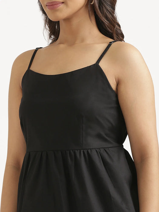 Women Black Better Cotton Peplum Top