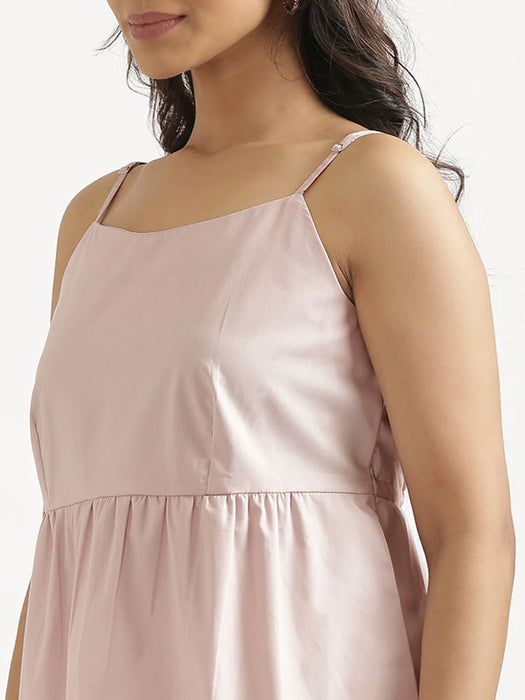 Women Mauve Pink Better Cotton Peplum Top