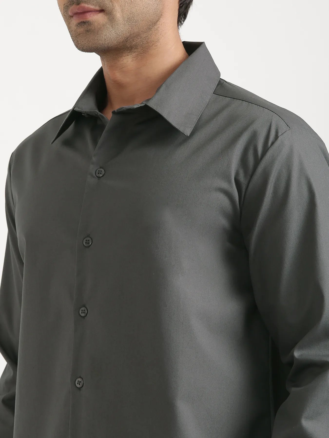Men Dark Grey Better Cotton Full Sleeve Shirt
