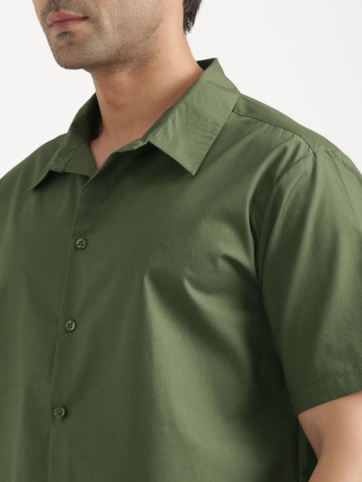 Men Forest Green Better Cotton Short Sleeve Shirt