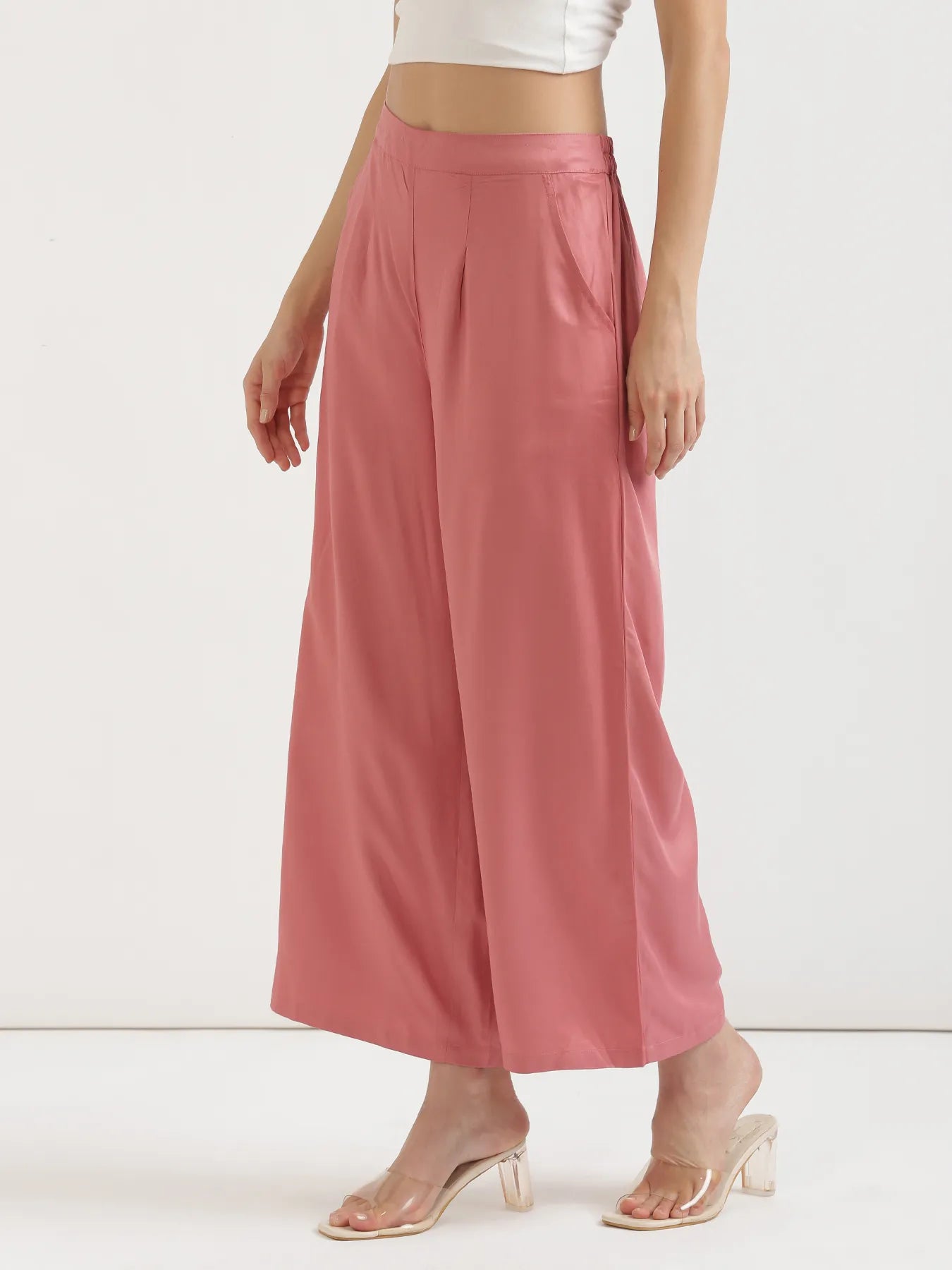 Women Rose Viscose Palazzo Pant