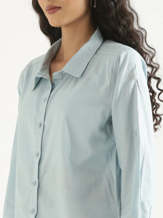 Women Sky Blue Airy-Linen Shirt