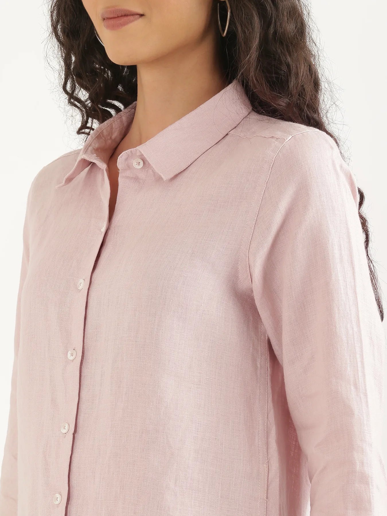 Women Light Pink Pure Linen Shirt