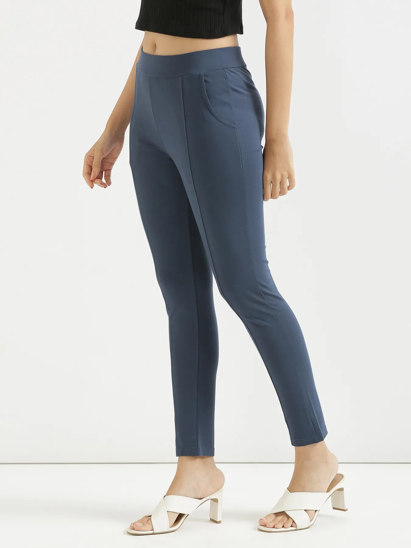 Women Royal Blue 4-Way Stretchable Pants