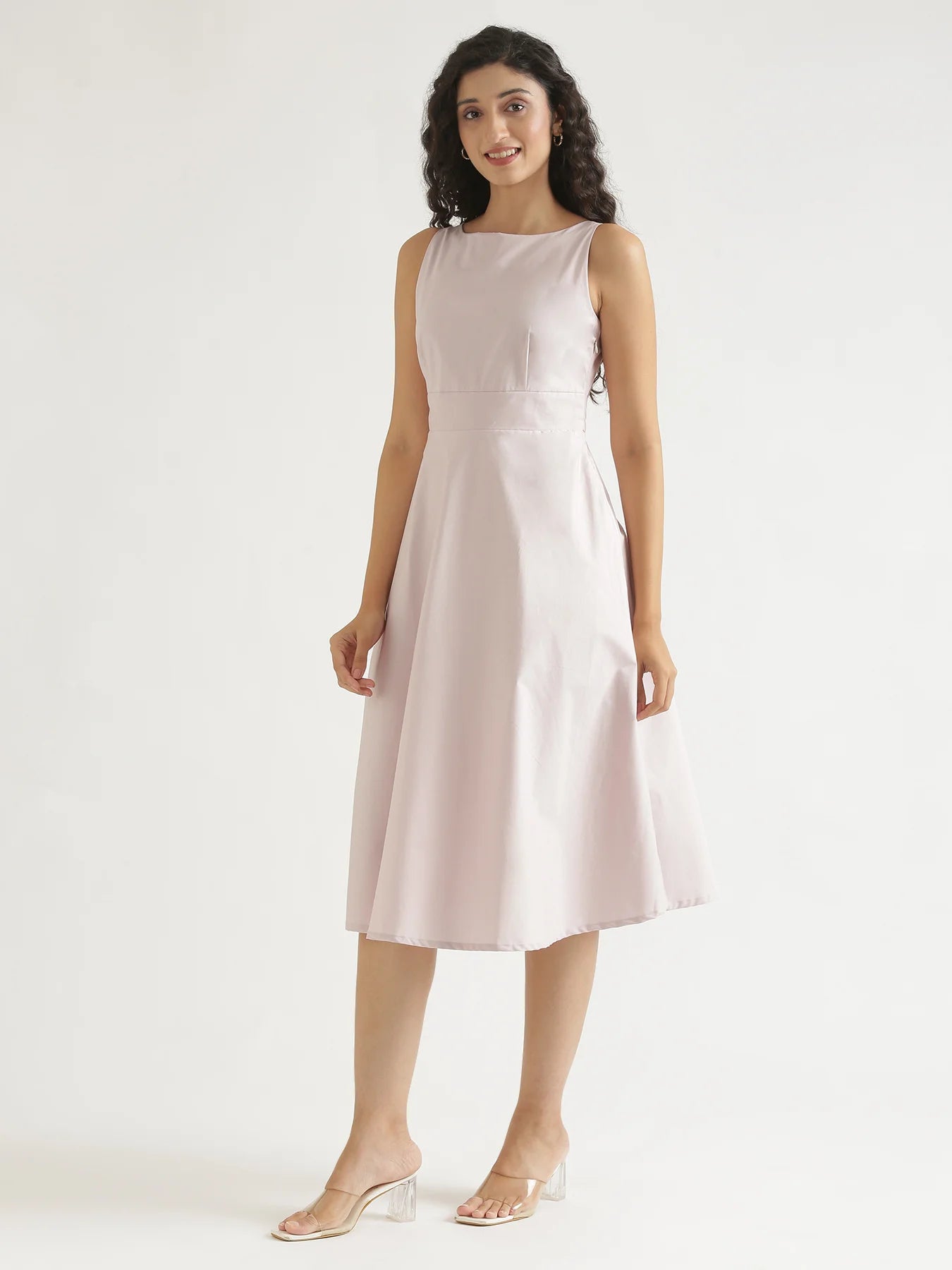 Women Mauve Pink Better Cotton Flared Dress