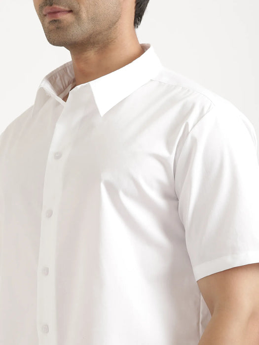 Men White Better Cotton Short Sleeve Shirt