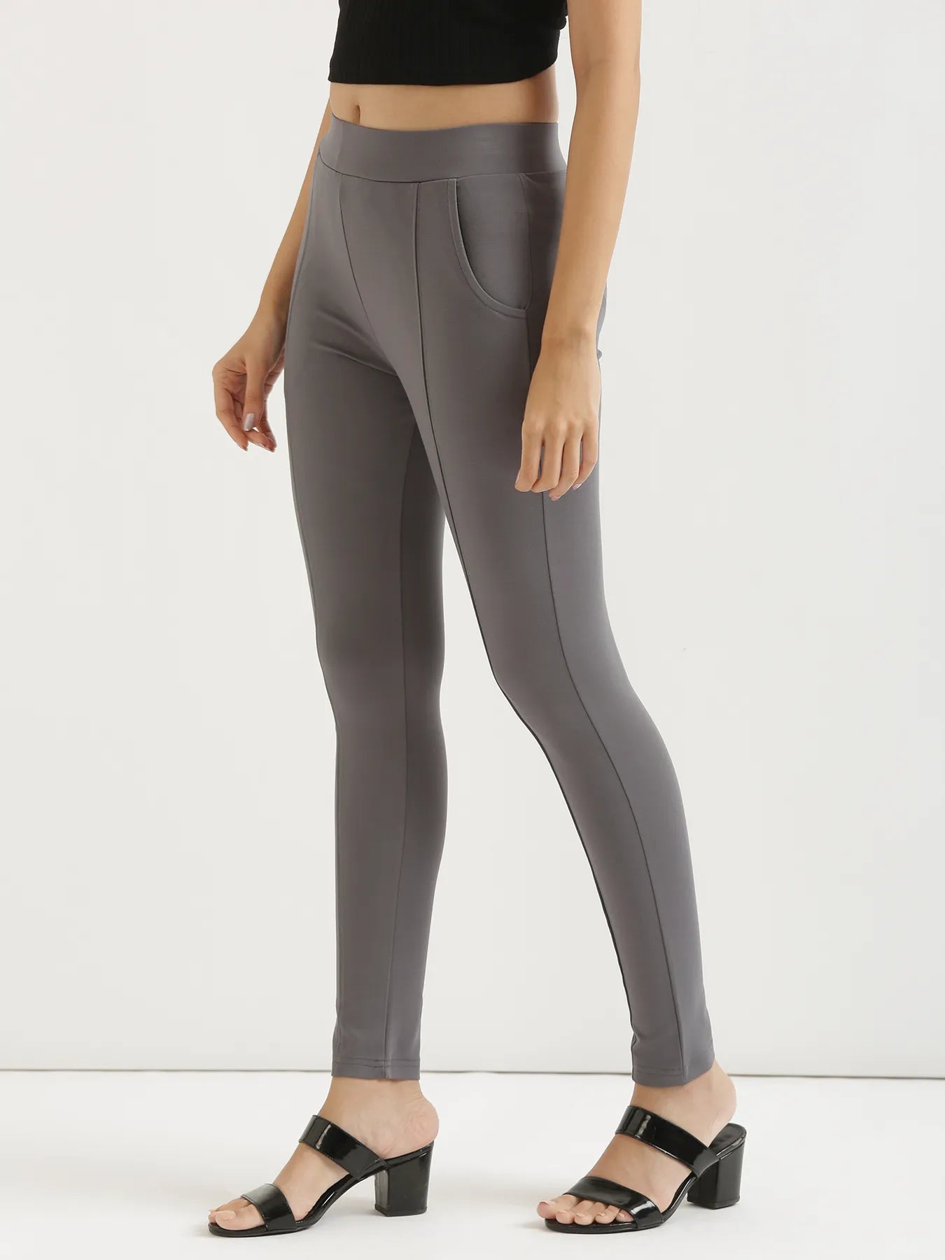Women Cement Grey 4-Way Stretchable Pants