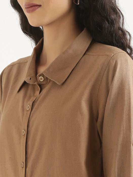 Women Coffee Brown Airy-Linen Shirt