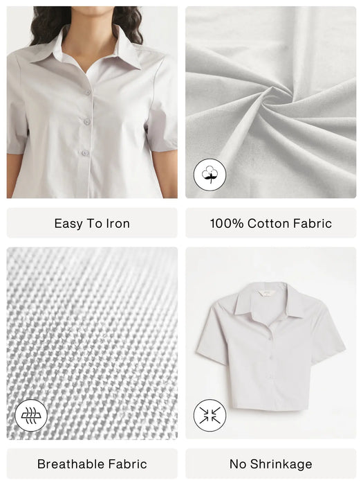 Women Grey Better Cotton Crop Shirt