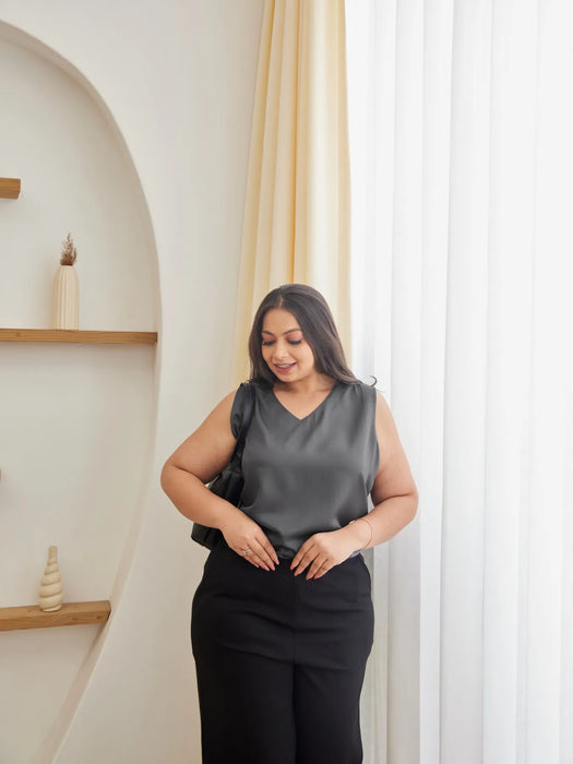 Women Plus Size Black Wide Leg Pants