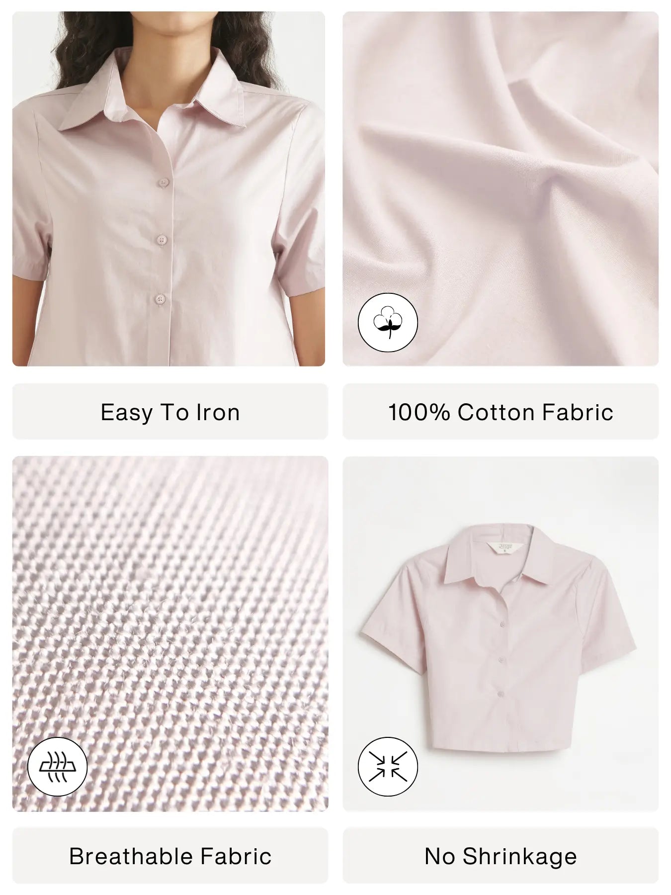 Women Mauve Pink Better Cotton Crop Shirt