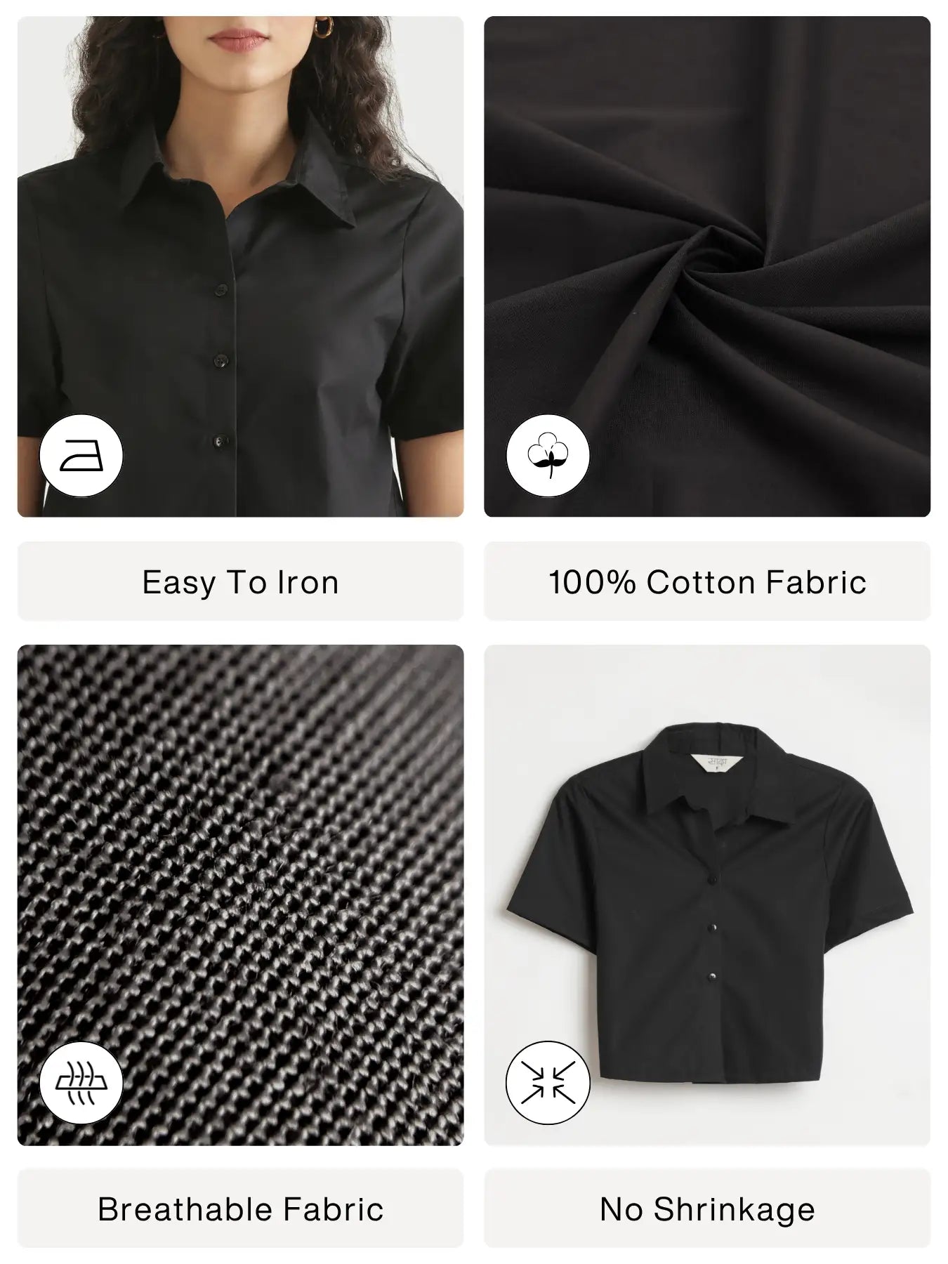 Women Black Better Cotton Crop Shirt