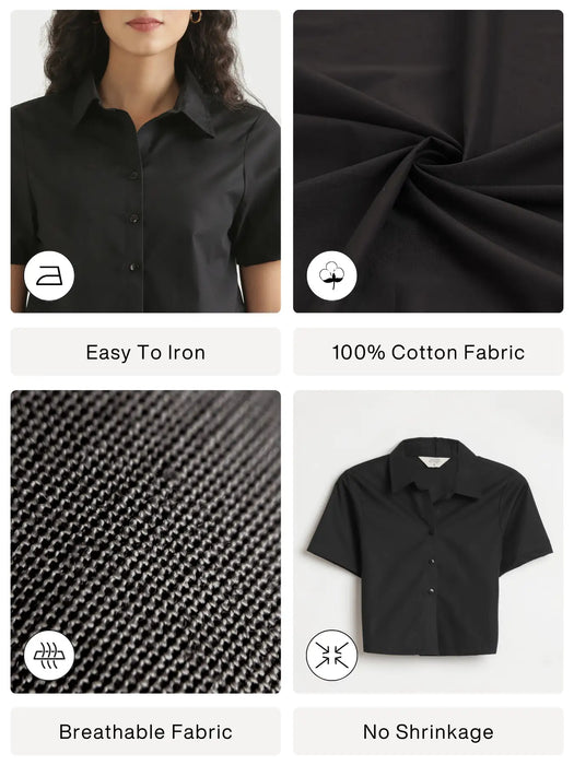 Women Black Better Cotton Crop Shirt