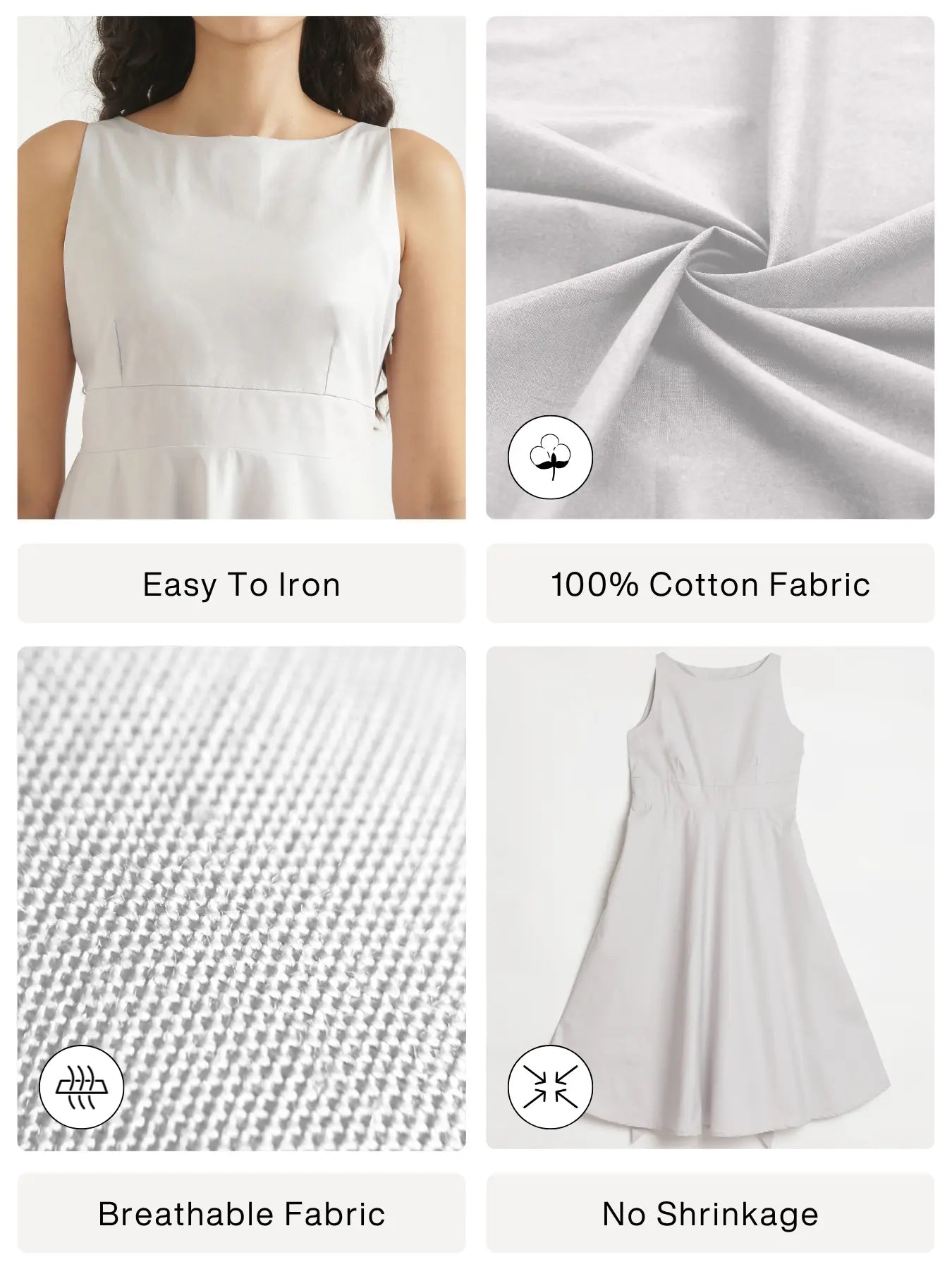 Women Grey Better Cotton Flared Dress