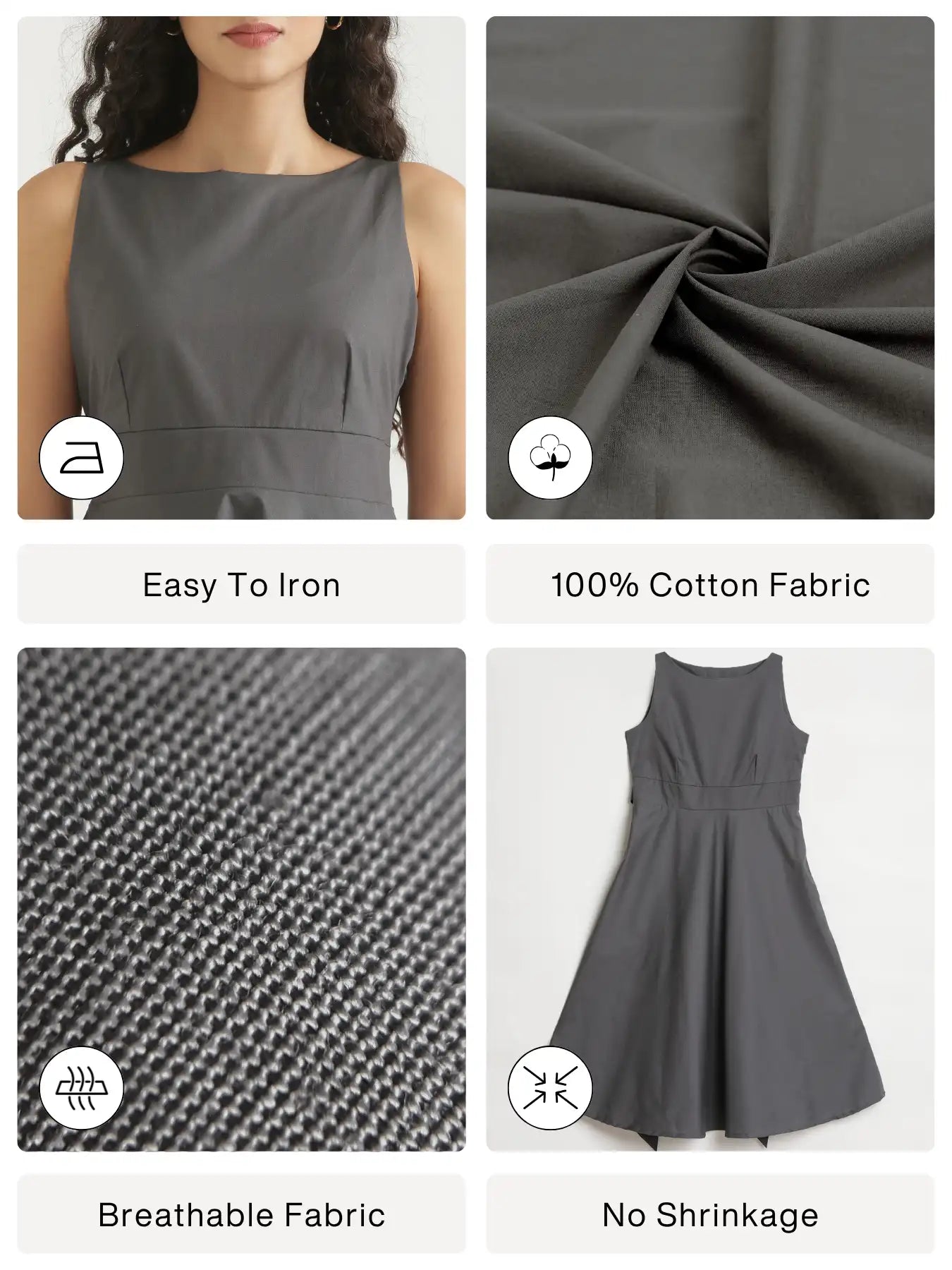 Women Dark Grey Better Cotton  Flared Dress