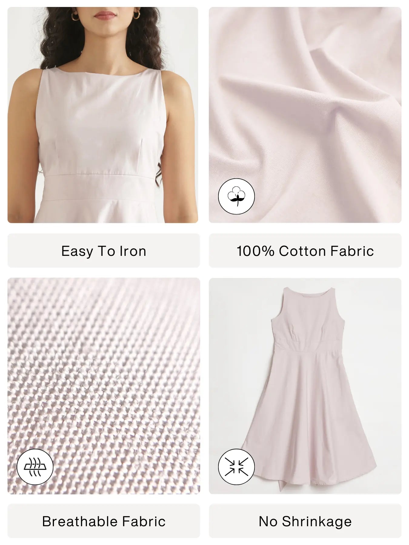 Women Mauve Pink Better Cotton Flared Dress