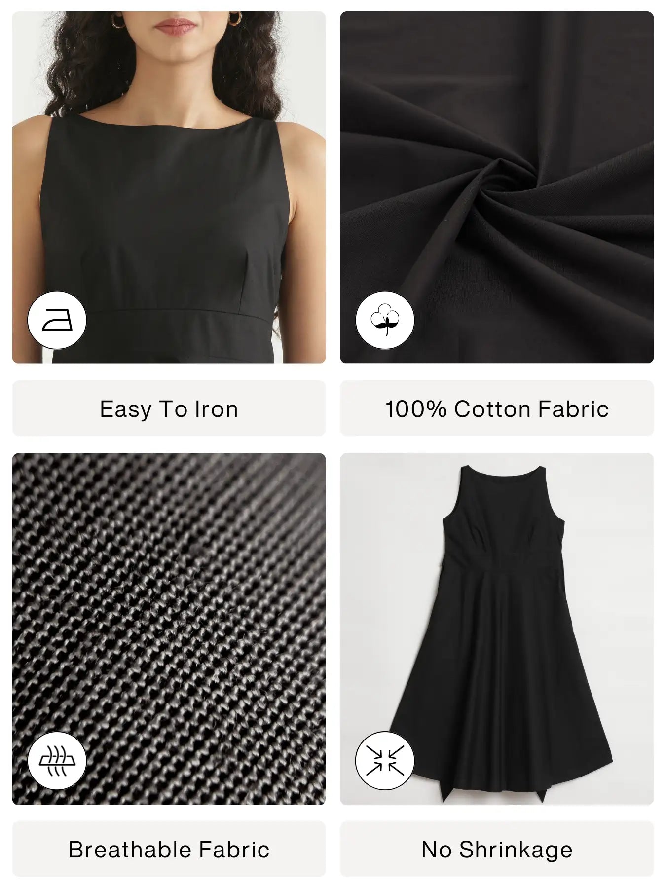 Women Black Better Cotton Flared Dress