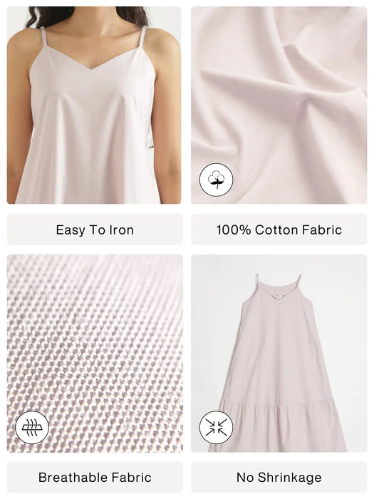 Women Mauve Pink Better Cotton Tier Dress