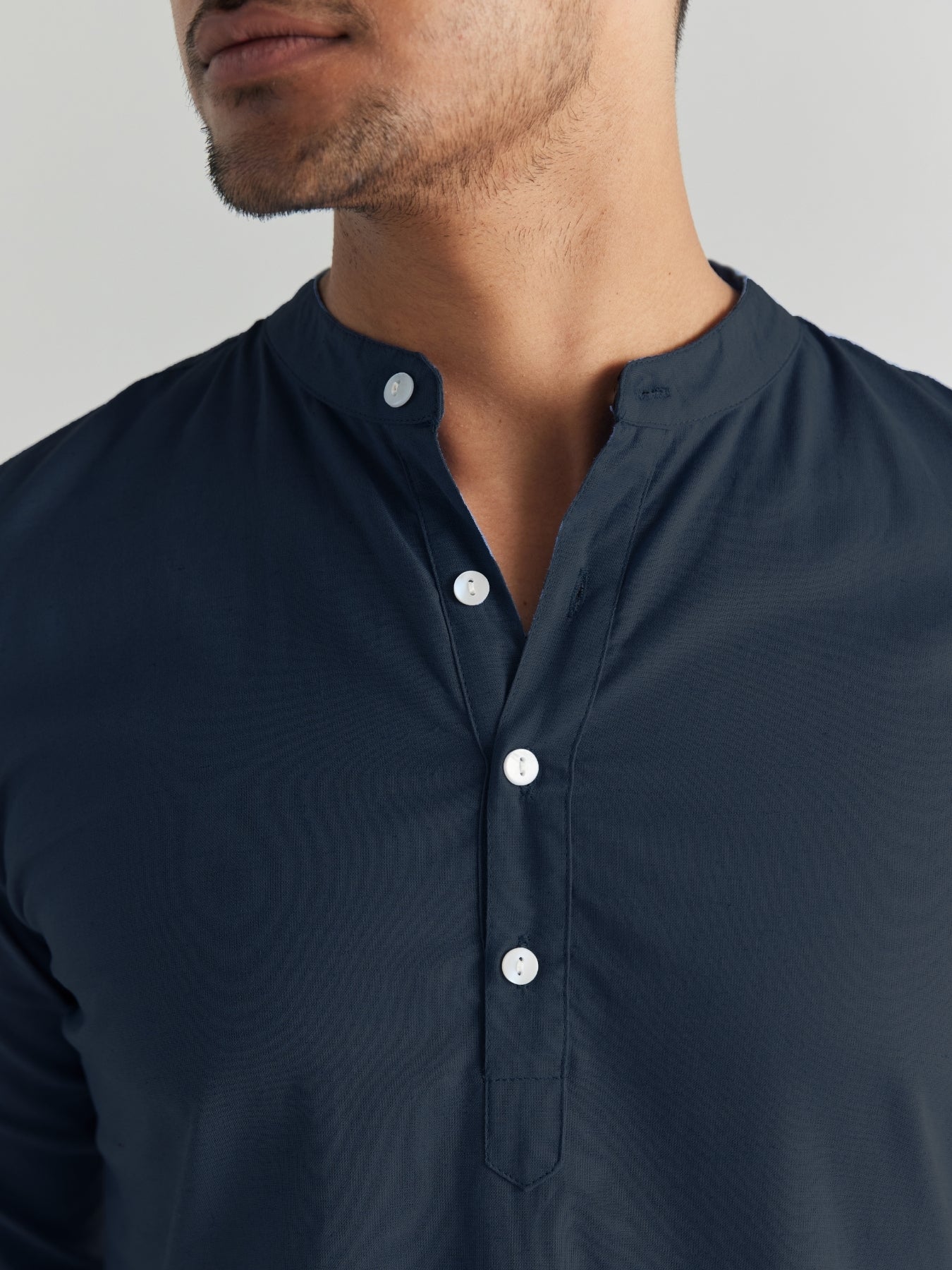 Navy Blue Airy Linen Long Kurta