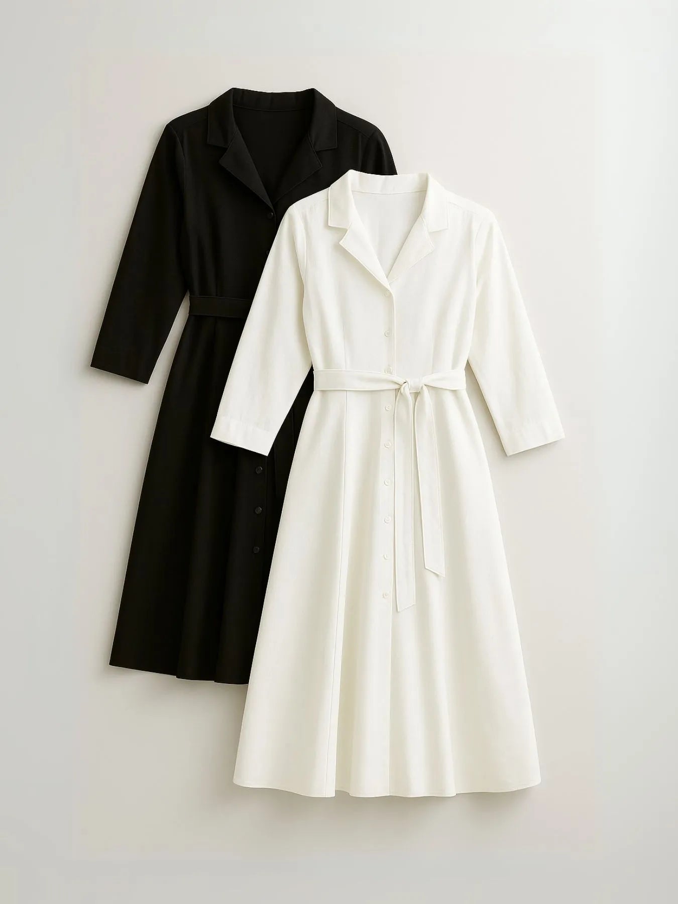 Black & White Airy Linen Flared Dress