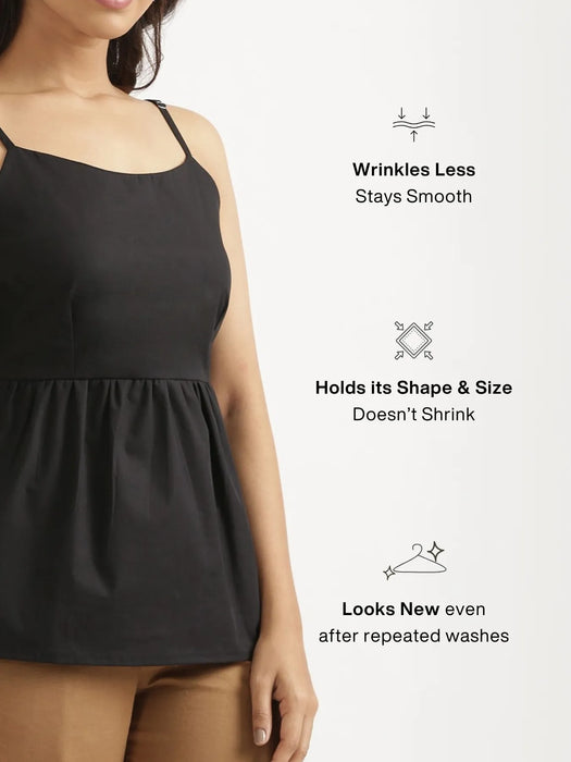 Women Black Better Cotton Peplum Top