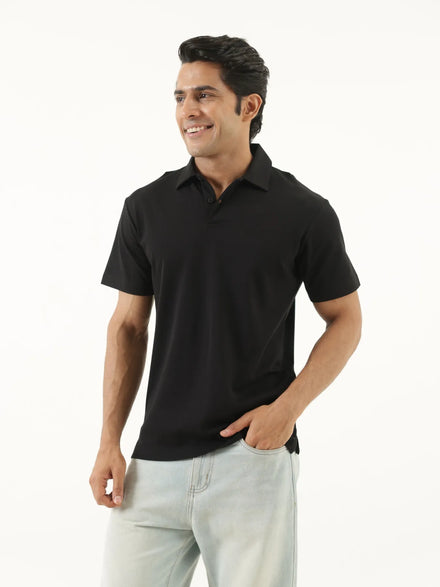 Men Black Polo T-shirt