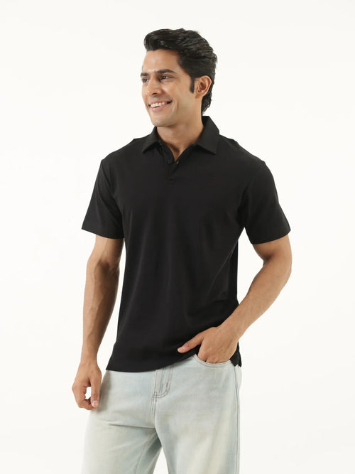 Men Black Polo T-shirt