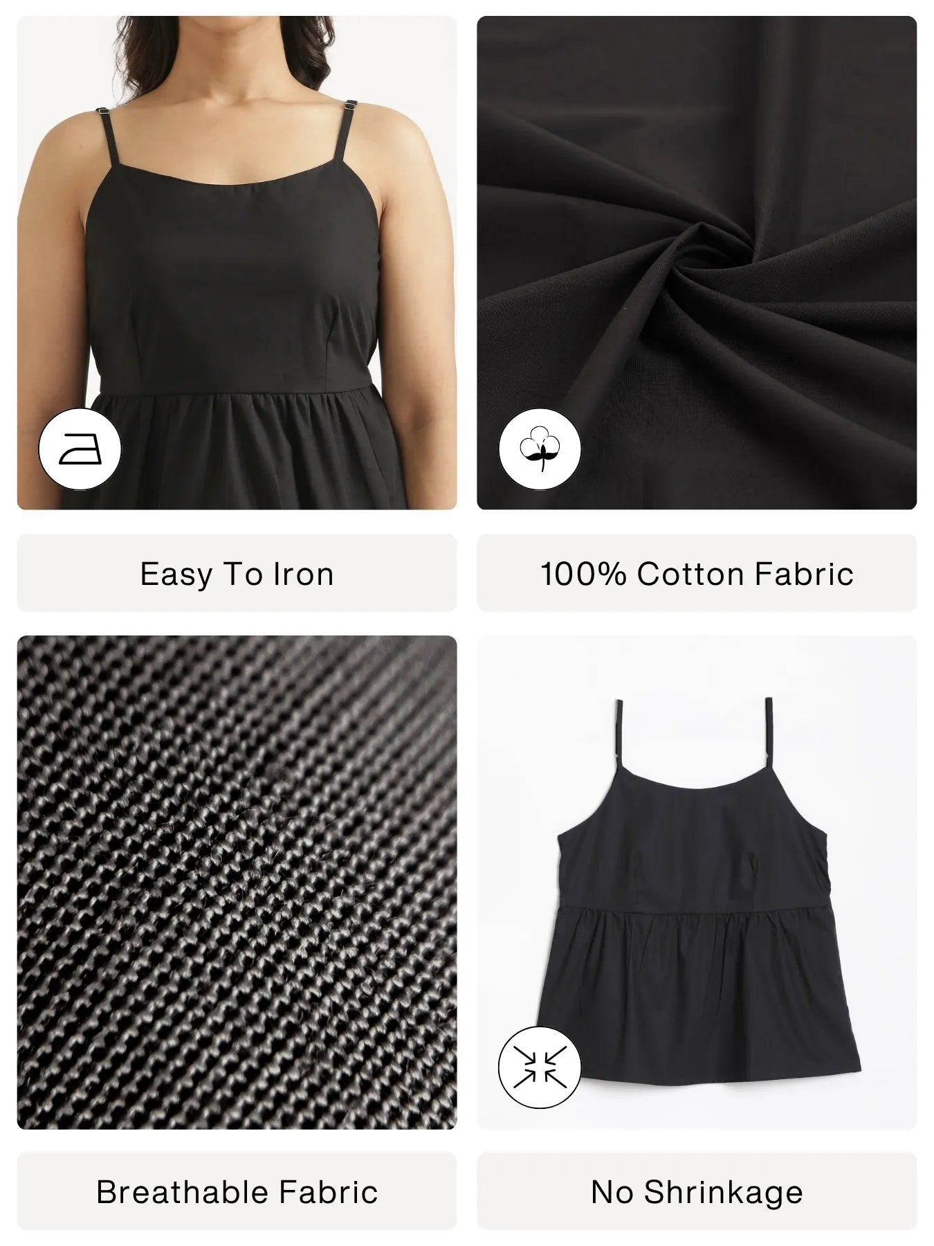 Women Black Better Cotton Peplum Top
