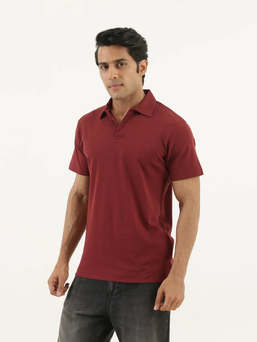 Men Maroon Polo T-shirt