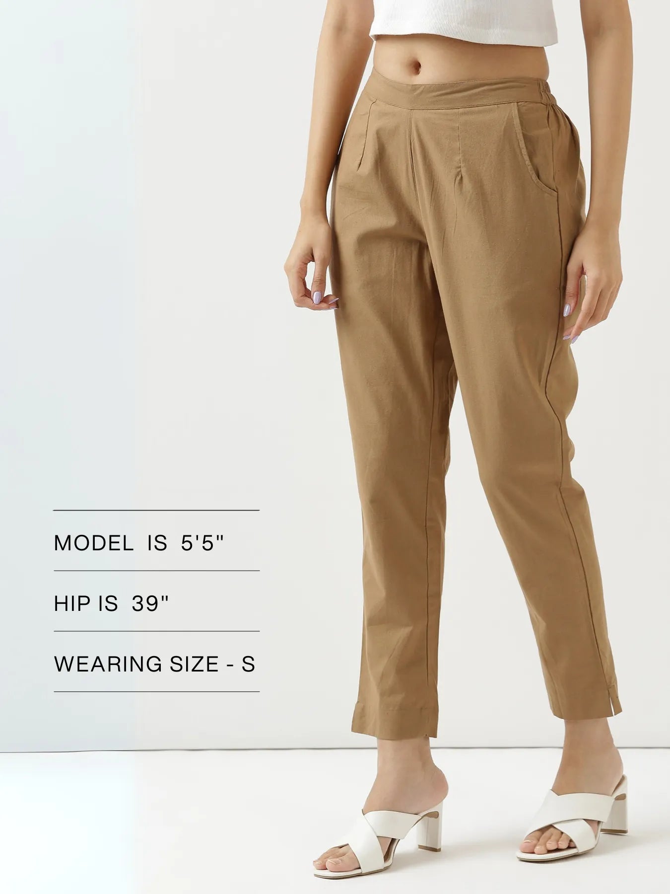 Women Coffee Brown Cotton Pant