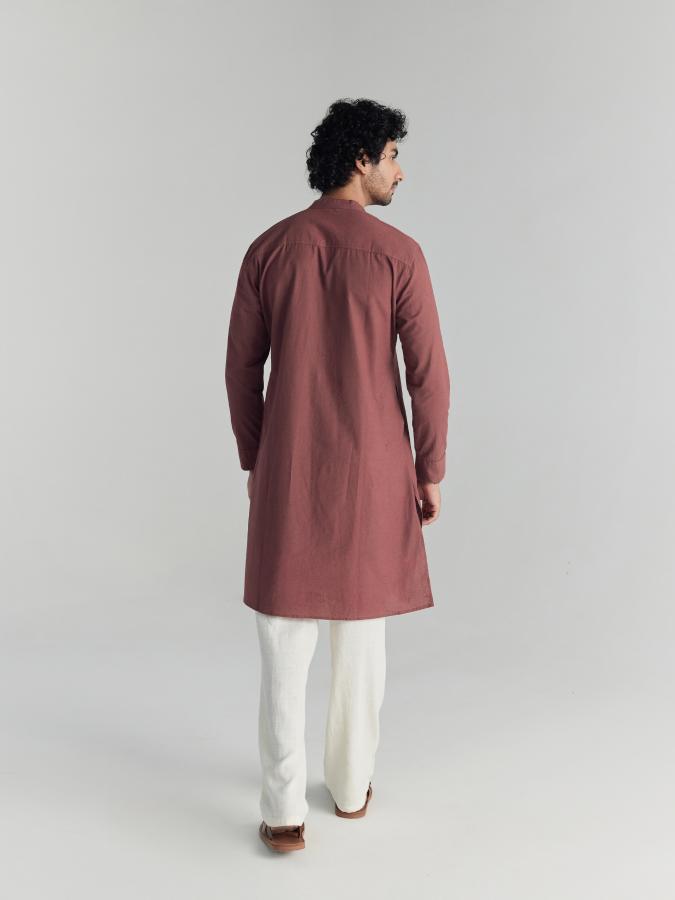 Rose Taupe Airy Linen Long Kurta