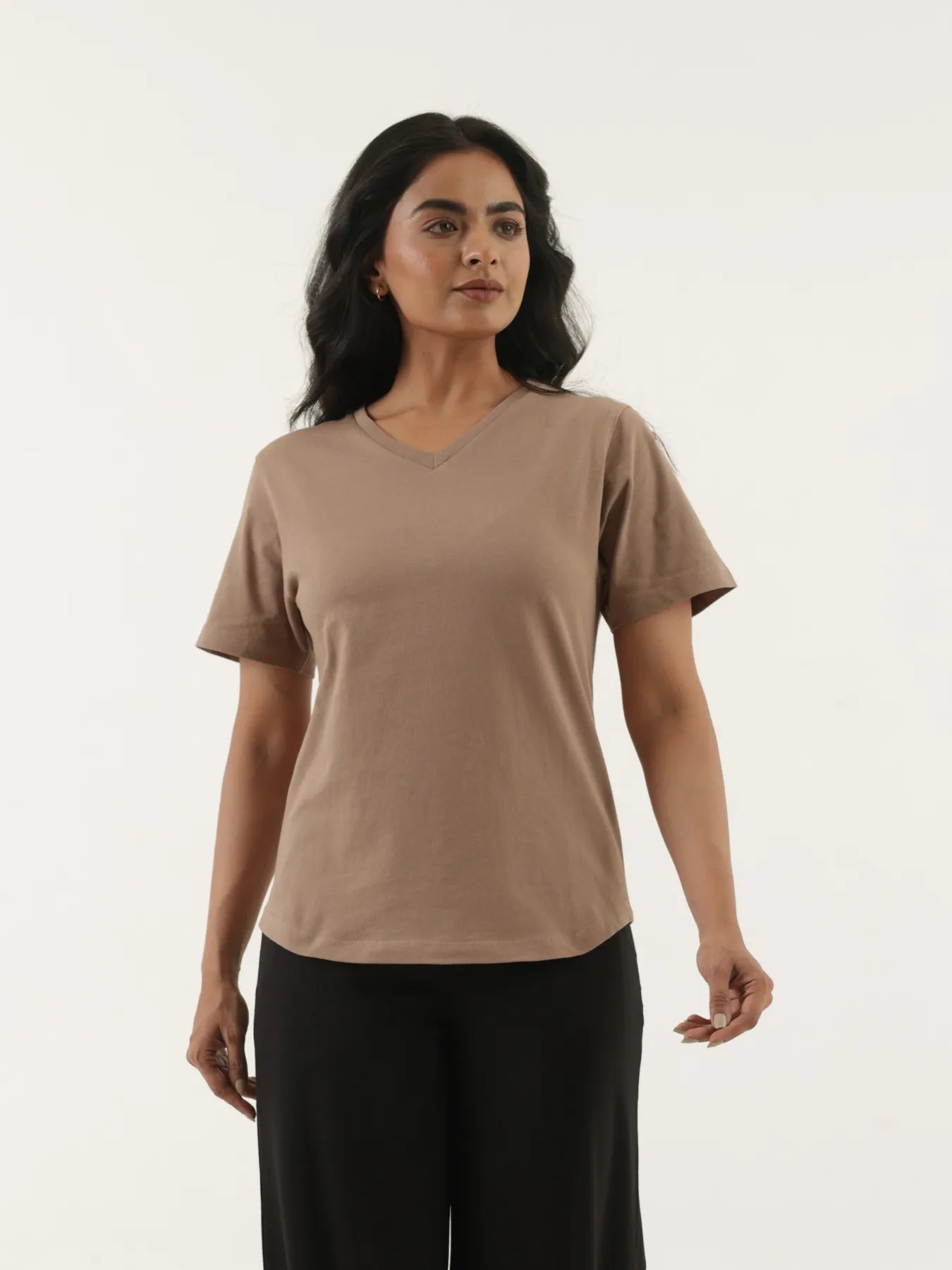 Women Mesa Taupe Round Neck T-shirt