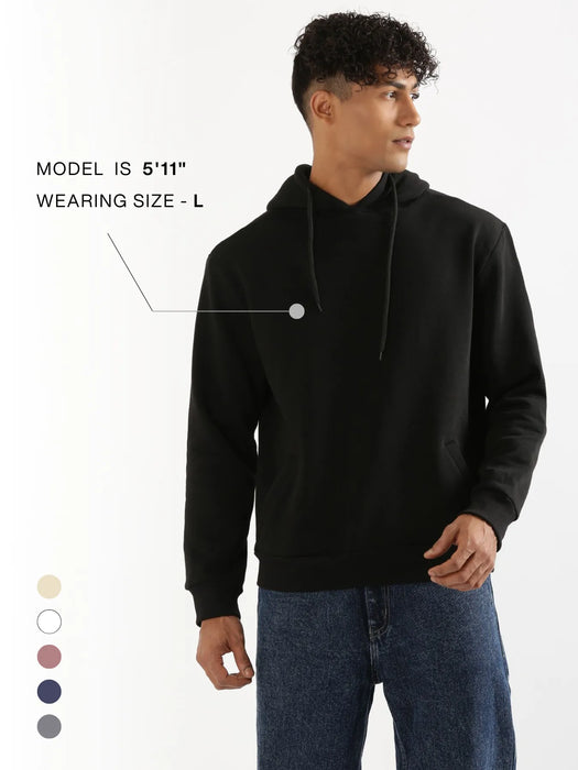 Unisex Black Pullover Fleece Hoodie