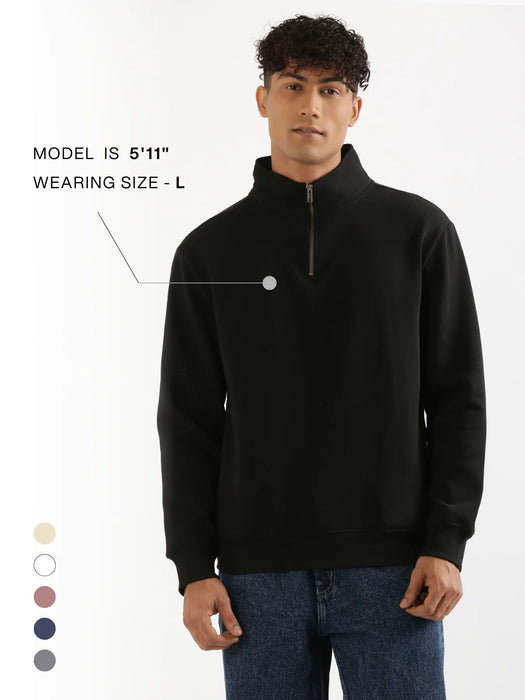 Unisex Black Zip Neck Sweatshirt